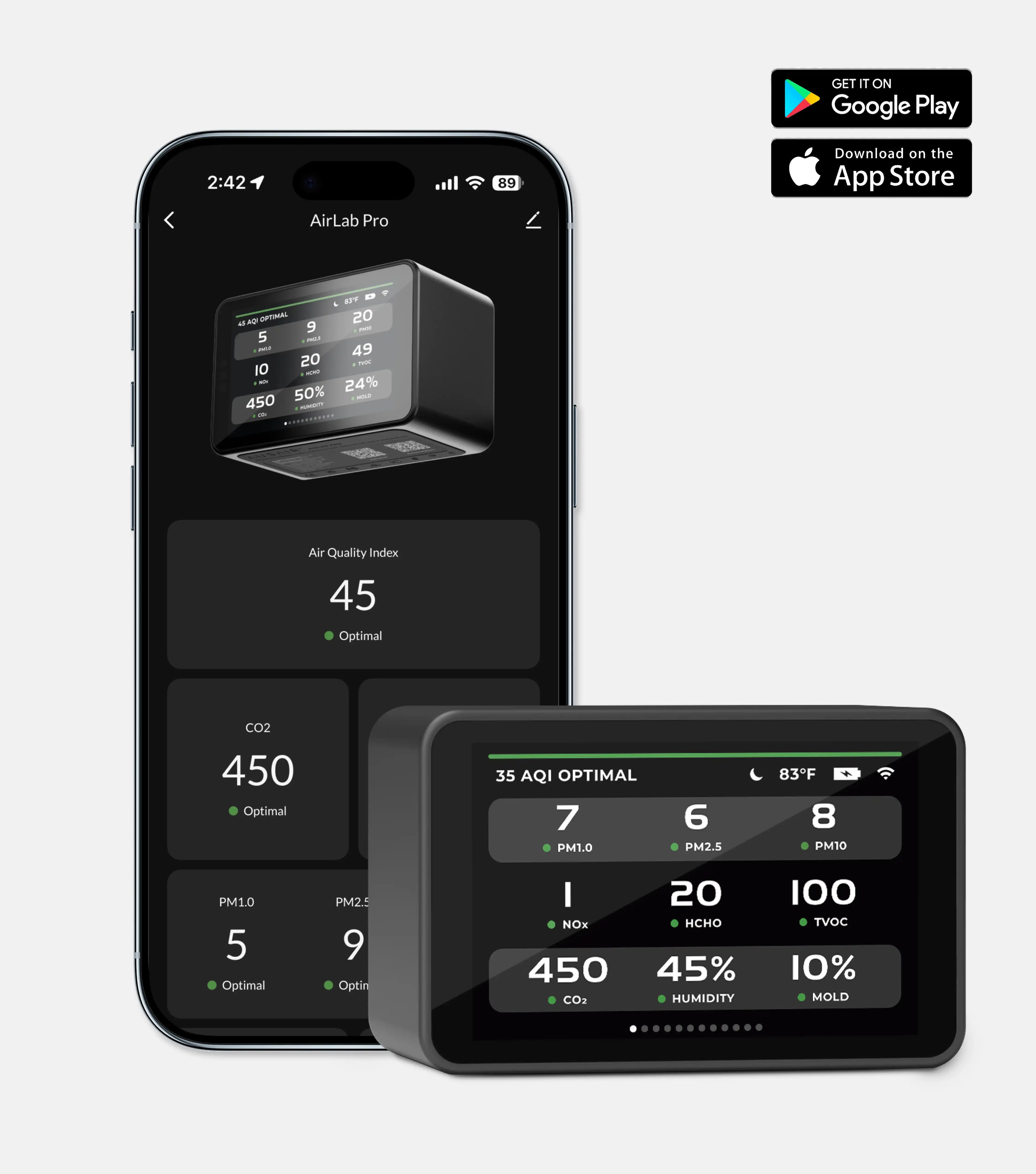 AirLab Pro | 10-Dalam-1 Pemantau Kualiti Udara Dalaman