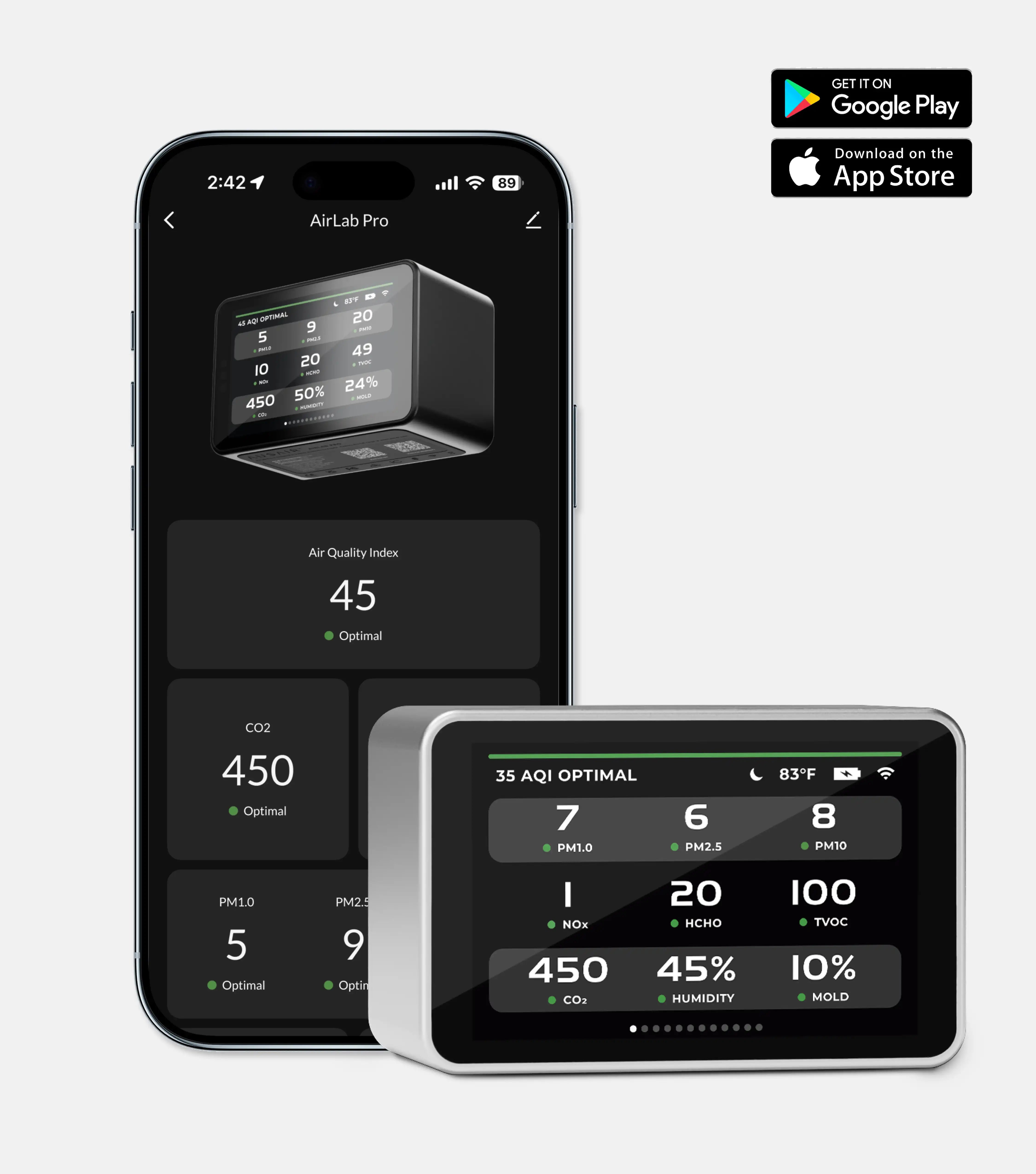 AirLab Pro | 10-Dalam-1 Pemantau Kualiti Udara Dalaman 